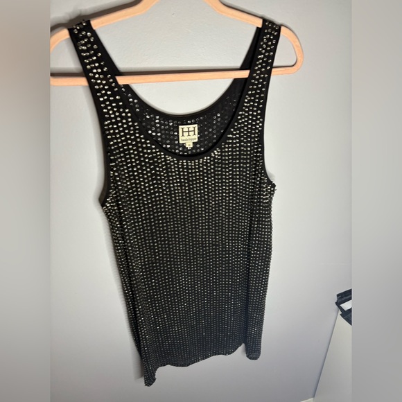 HAUTE HIPPIE Black Rhinestone Embellishment Mini Sheath Dress - Picture 2 of 7